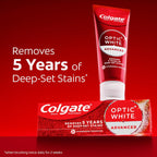 Colgate Optic White Advanced Hydrogen Peroxide Toothpaste, Teeth Whitening Toothpaste Pack, Enamel-Safe Formula, Helps Remove Tea, Coffee, and Wine Stains, Sparkling White, 3 Pack, 3.2 oz — additional product view 2