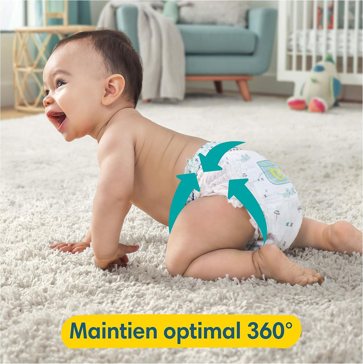 Pampers Baby Nappies Pants Size 6 (15 kg+) Premium Protection, Extra Large with Stop and Protection Pocket, Monthly Box, 132 Nappies