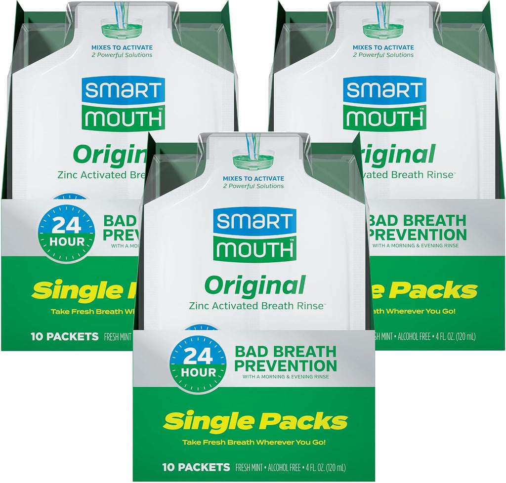 SmartMouth Original Zinc Activated Mouthwash Single Packs, 10 Count, 3-Pack — front product image