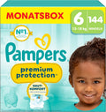 Pampers Premium Protection Size 6, x144 Nappies, 13kg+, Our N°1 for Comfort & Protection for Sensitive Skin