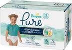 Pampers Pure Protection Diapers - Size 6, 72 Count, Hypoallergenic Premium Disposable Baby Diapers