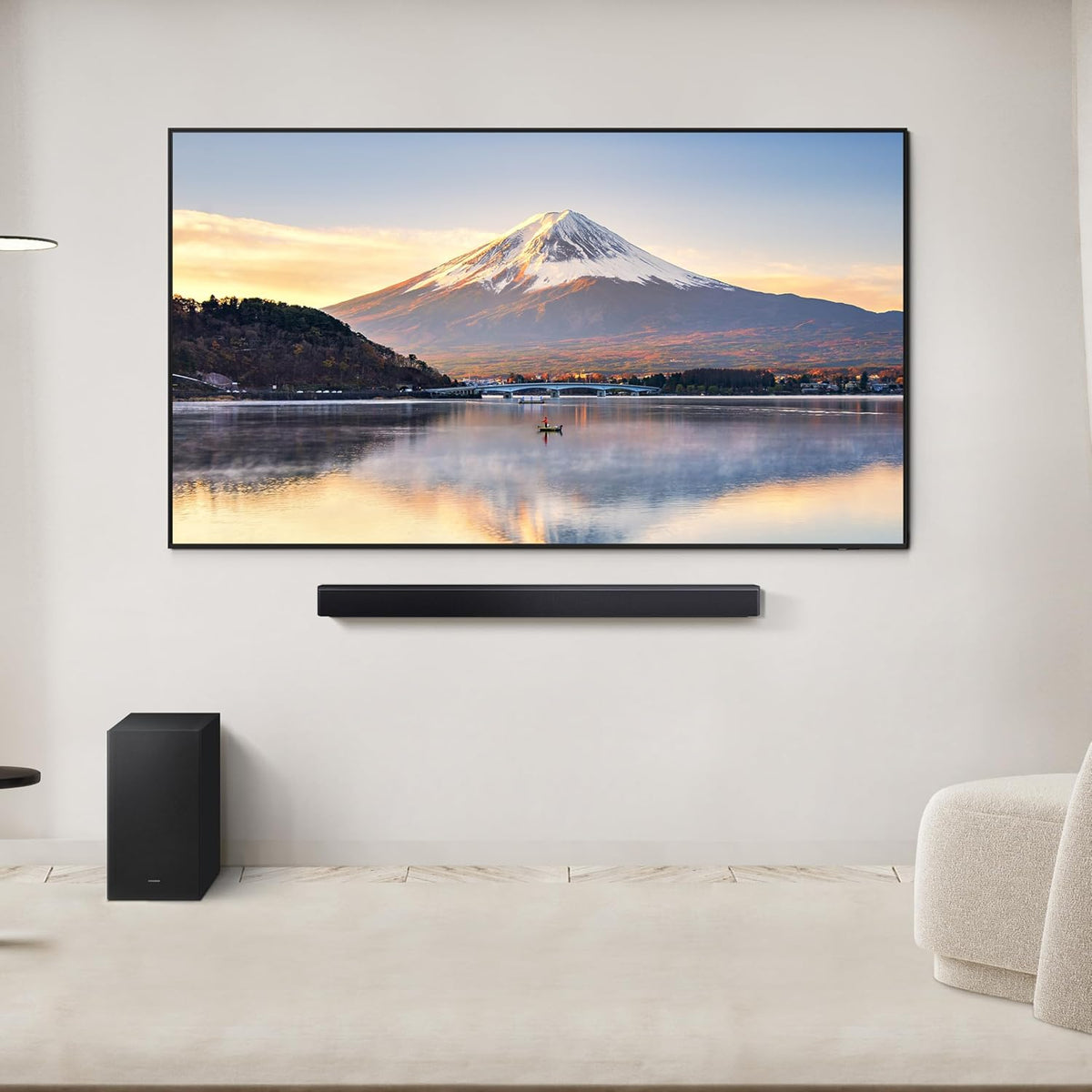 Samsung B-series Soundbar, B450F, 2.1 ch, Subwoofer, 2.1ch Sound, Dolby Audio/DTS Virtual:X, Bass Boost, Adaptive Sound, HW-B450F/ZN (2025 - UAE Version)