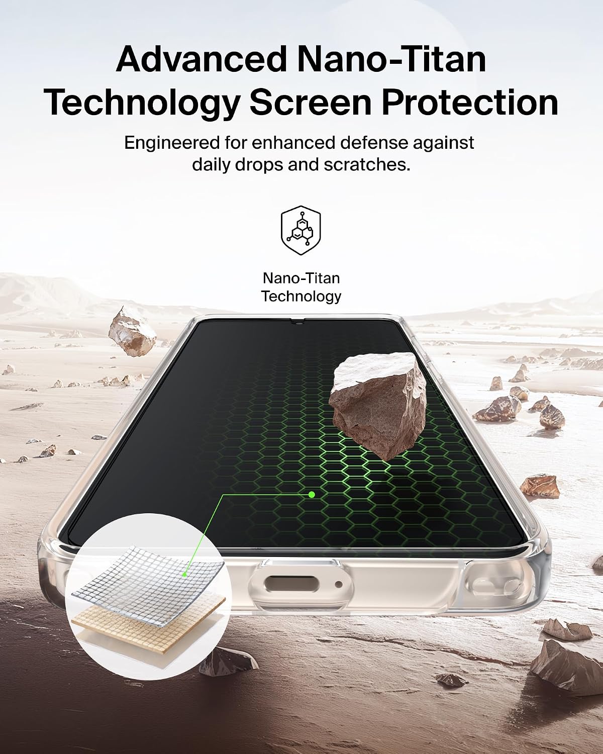 Belkin ScreenForce Titan Protective Bundle for Samsung Galaxy S26 Ultra with Scratch Resistant Screen Protector, Shockproof Phone Case and Anti-Reflective Camera Lens Protector - 4M Drop Protection
