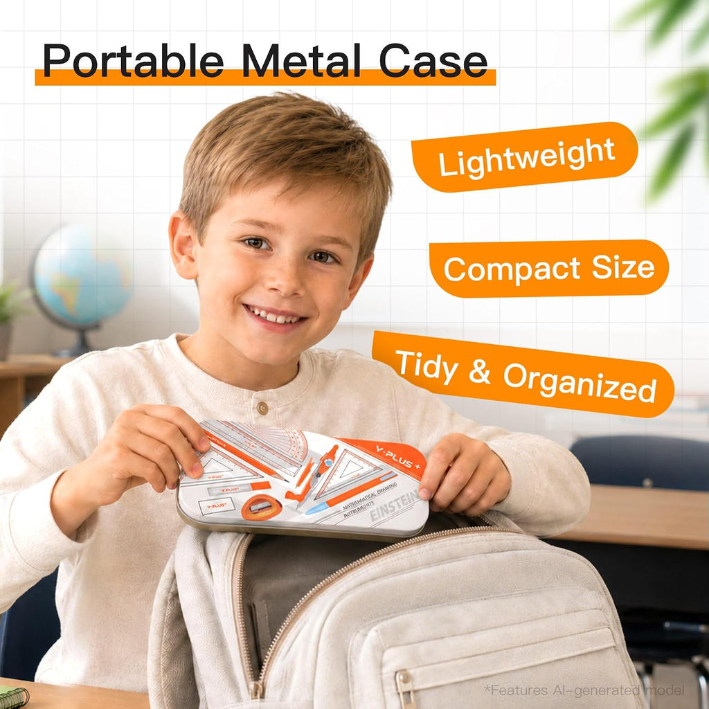 YPLUS Geometry Set with Storage Tin — 11 Pieces