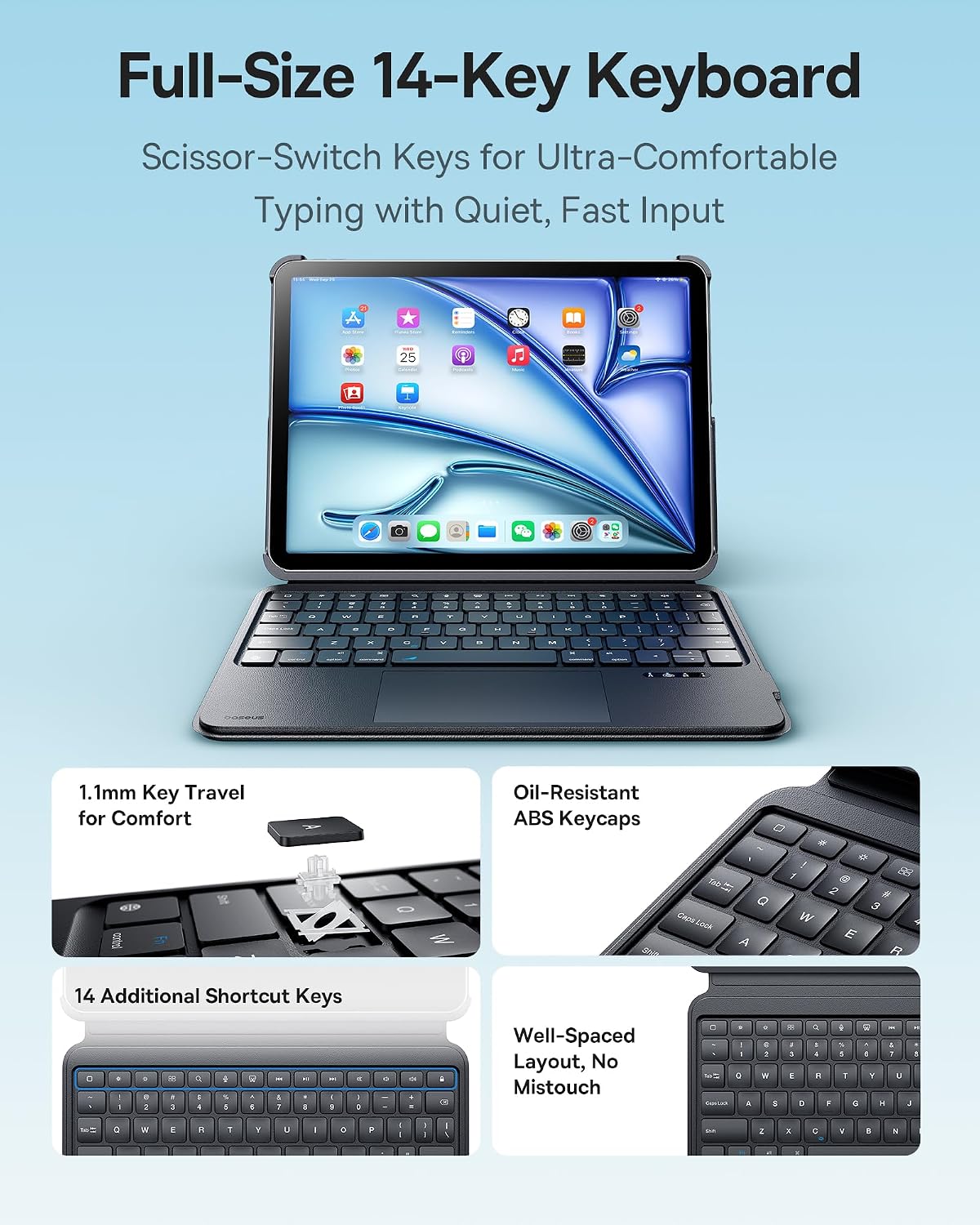 Baseus Brilliance Magnetic Keyboard Case for iPad Air 13-inch / iPad Pro 12.9-inch — Black