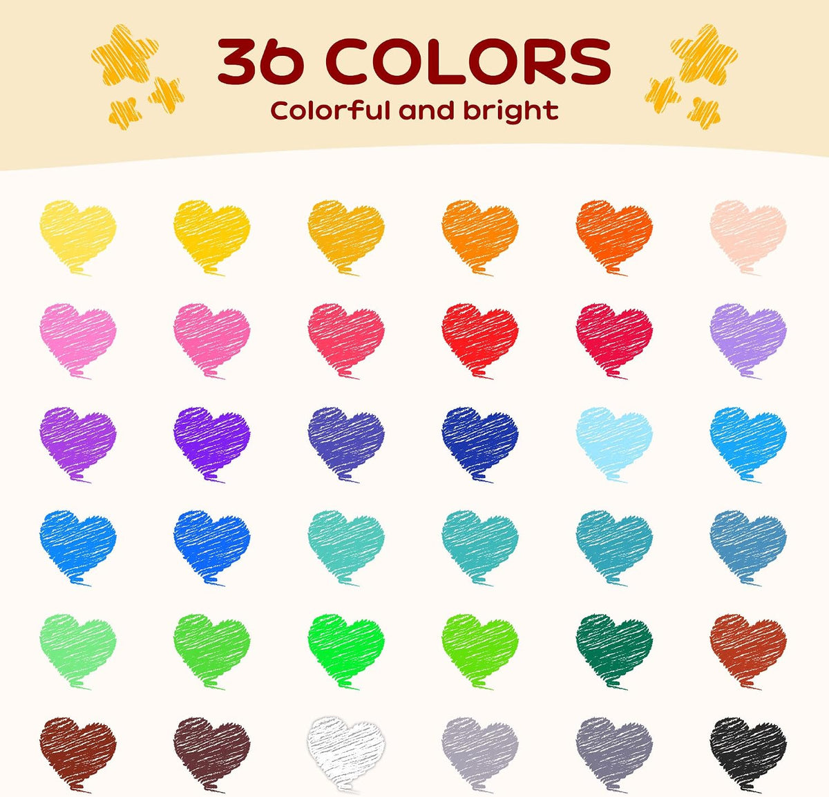YPLUS Peanut-Shaped Crayons — 36 Colours