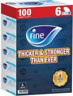 Fine Facial Tissue Boxes, 6 Packs of 100 Sheets x 2 Ply — front product image