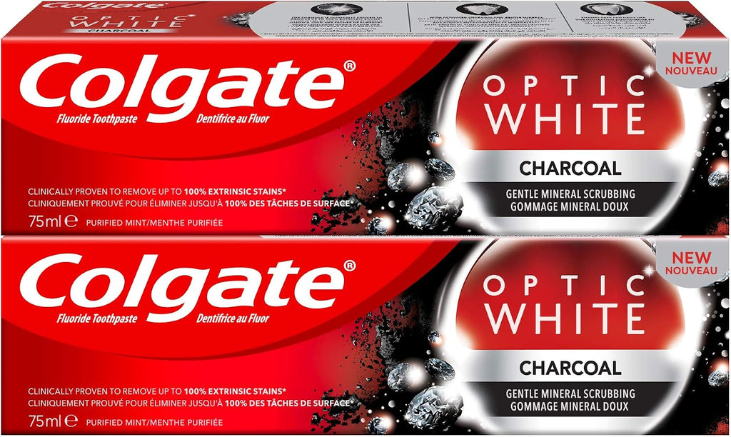 Colgate Optic White Charcoal Whitening Toothpaste 75ml Pack Of 2 — front product image