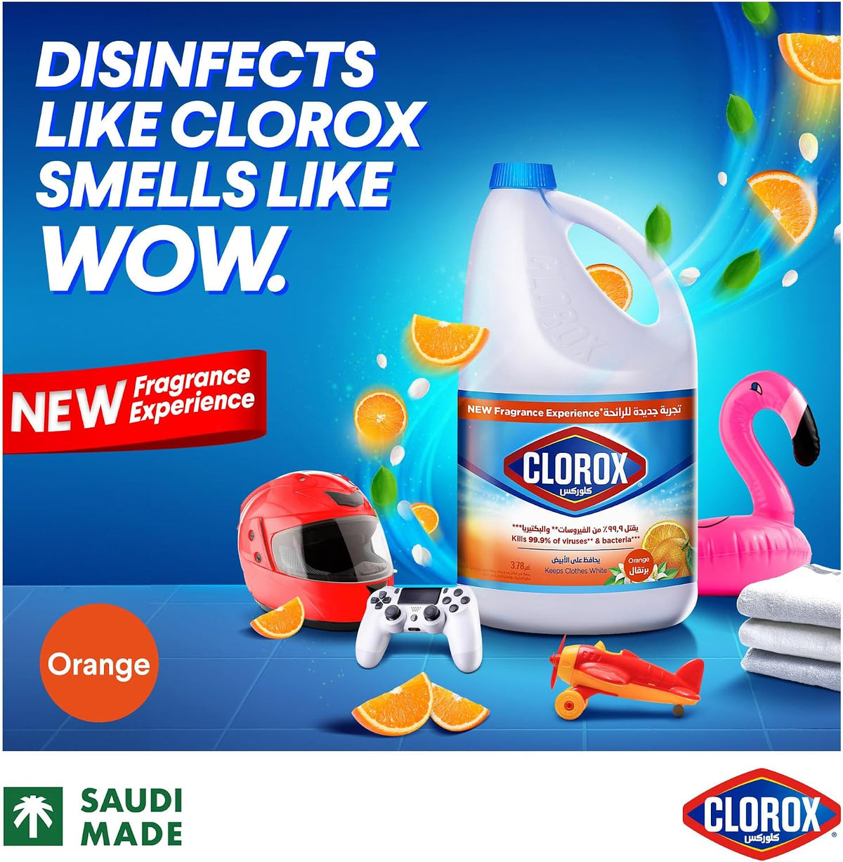 Clorox Liquid Bleach 3.78L, Orange Scent New Fragrance Experience, Kills 99.9% of Viruses and Bacteria, Cleans and Disinfects — additional view 2
