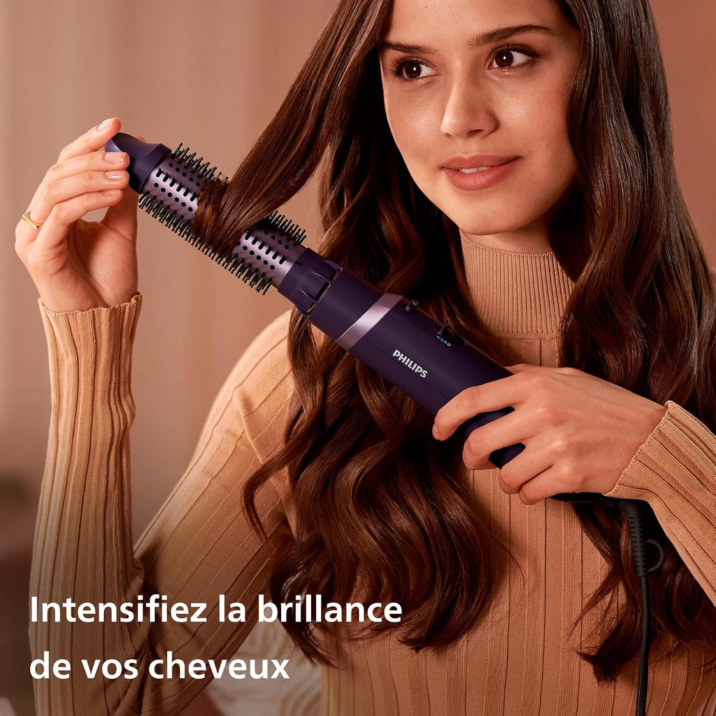 Philips 3000 Series Blower Brush with Ceramic Coating and Keratin, Ionic Function, 3 Accessories (Model BHA305/00) — Purple