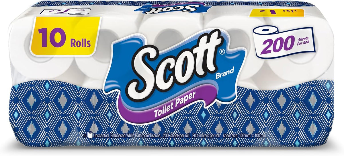 Scott Toilet Paper, Super Saver, 200 Sheets, 10 Rolls — front product image