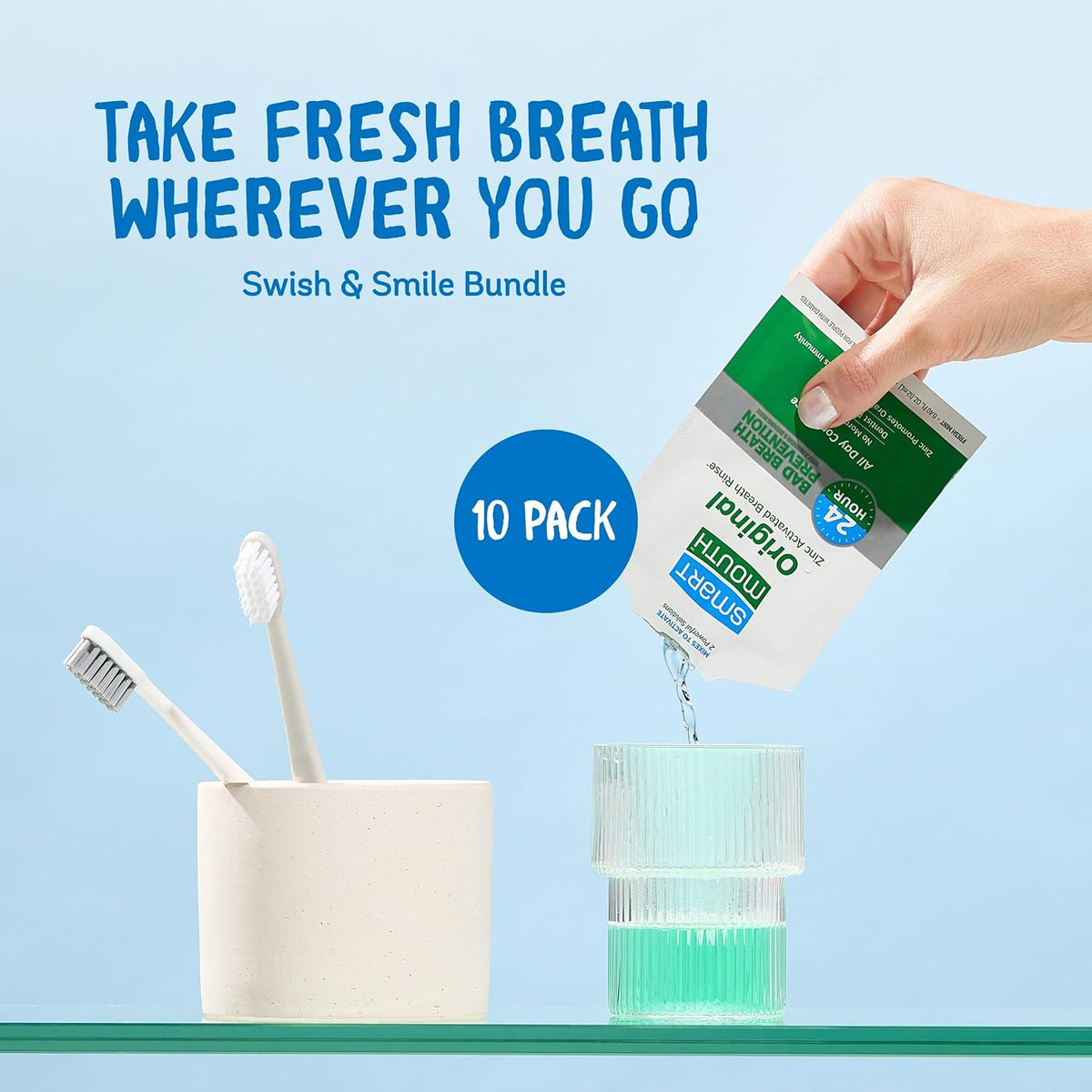 SmartMouth Original Zinc Activated Mouthwash Single Packs, Mint, 10 Count — additional product view 3