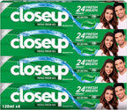 Closeup Triple Fresh Gel Toothpaste, Menthol Fresh, for 24HR fresh breath, 120ml x 4 — front product image