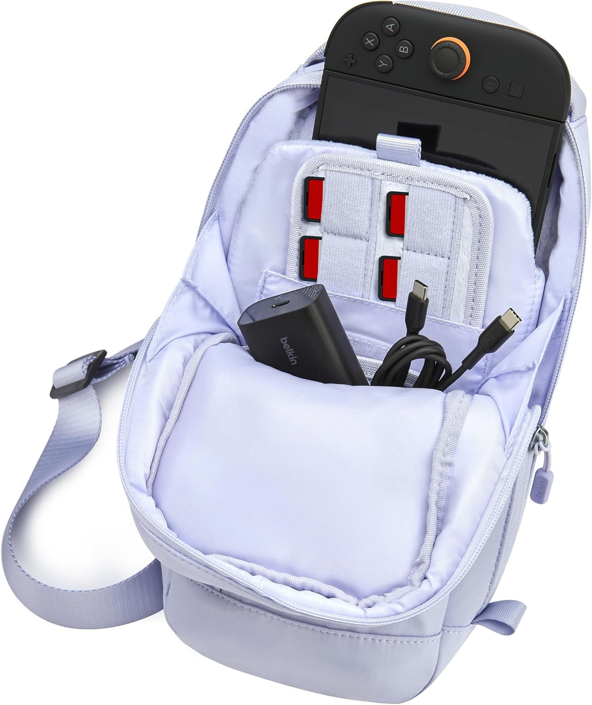 Belkin Nintendo Switch 2 Carrying Case, Sling Crossbody Travel Bag, Fits Up to 2 Pro Controllers with 10 Game Cartridge Slots, Soft Interior & Lightweight Protective Gaming Pouch, Switch 2 Accessories