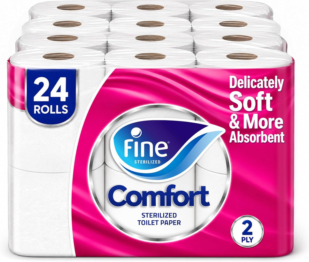 Fine Comfort Toilet Tissues Paper 24 Rolls, 180 sheets x 2 Ply — front product image