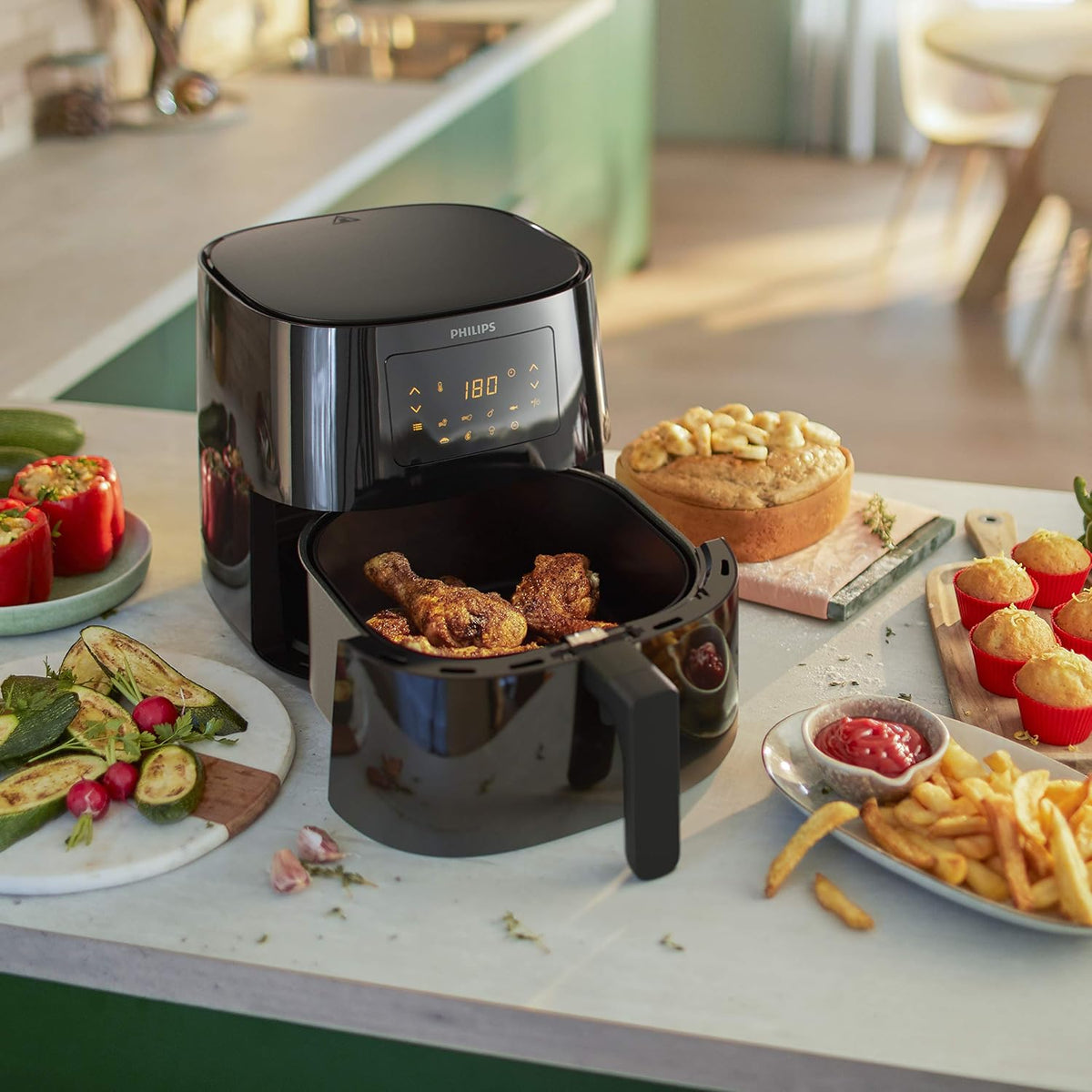 Philips Kitchen Appliances Essential Airfryer Xl 2.65Lb/6.2L Capacity Digital With Rapid Air Technology, Easy Clean Basket, Black Hd9270/91 — Black