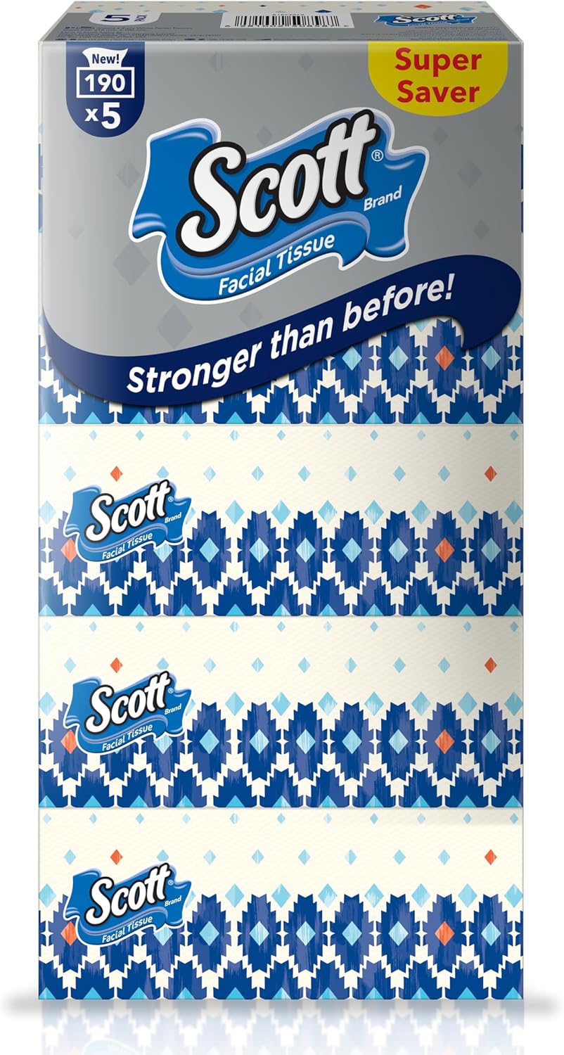 Scott Facial Tissue, 2 PLY, Super Saver, 190 Sheets x 5 Tissue Boxes — additional view 2