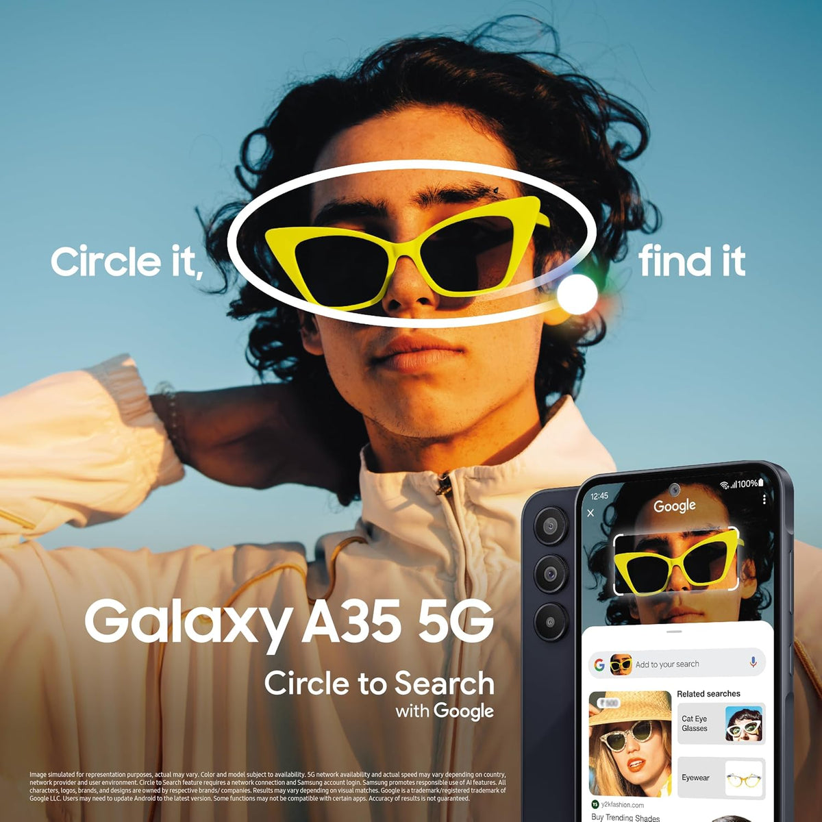 Samsung Galaxy A35 5G (Awesome Navy, 8GB RAM, 128GB Storage) | Premium Glass Back | 50 MP Main Camera (OIS) | Nightography | IP67 | Corning Gorilla Glass Victus+ | sAMOLED with Vision Booster
