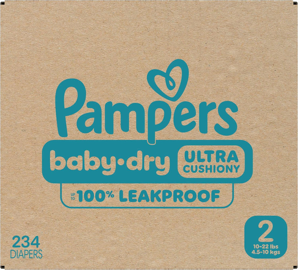 Pampers Baby Dry Diapers - Size 2, One Month Supply (234 Count), Absorbent Disposable Diapers