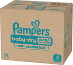 Pampers Diapers Size 4, 186 Count - Baby Dry Disposable Baby Diapers, ONE MONTH SUPPLY