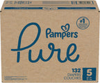 Pampers Diapers Size 5, 132 Count - Pure Protection Disposable Baby Diapers, Hypoallergenic and Unscented Protection (Packaging & Prints May Vary)