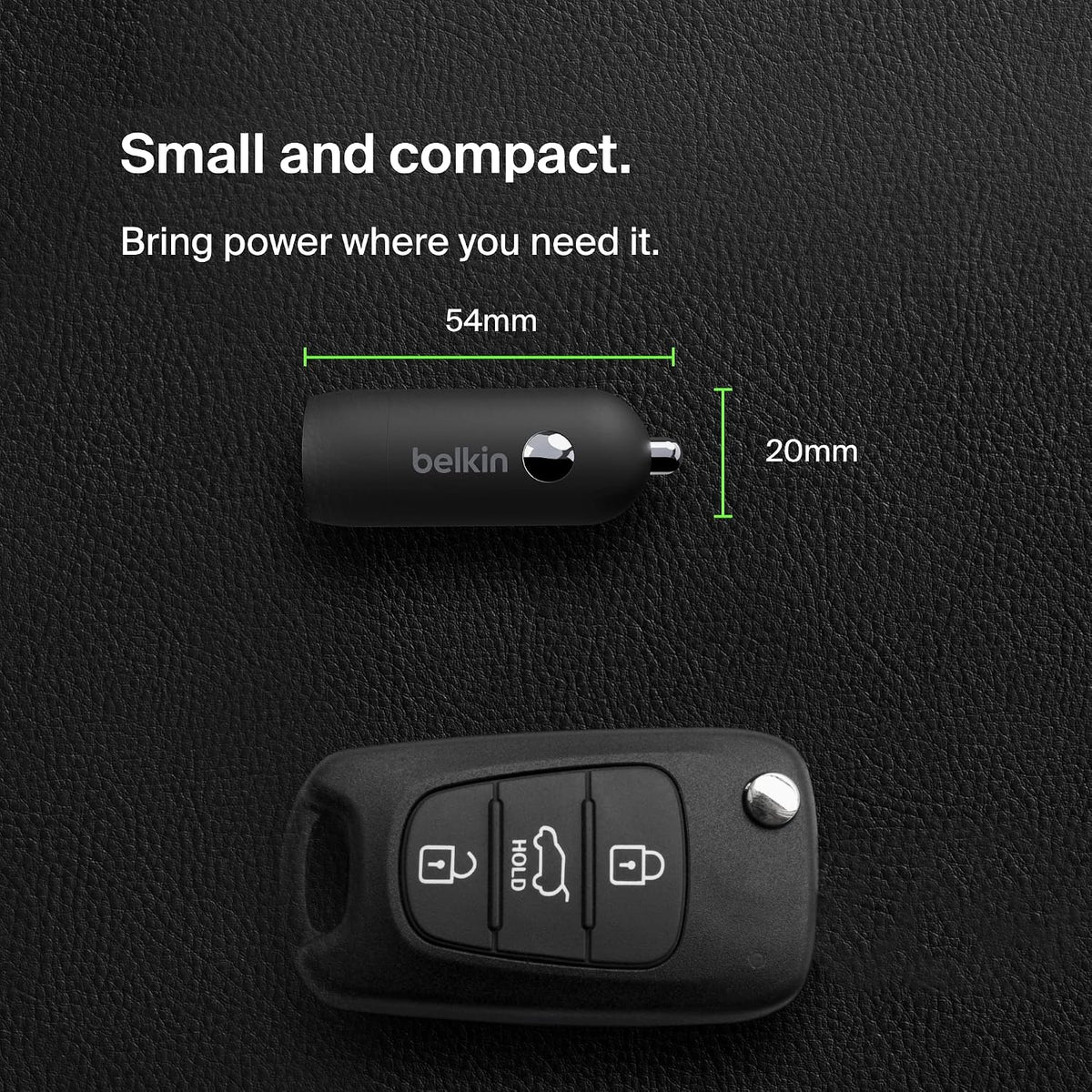 Belkin Fast Charge 30W Fast Car Charger, Compact Design with USB-C Power Delivery Port, USB Car Charger with Universal Compatibility for iPhone 16, 15, Samsung Galaxy S23, Note, Pixel and More - Black