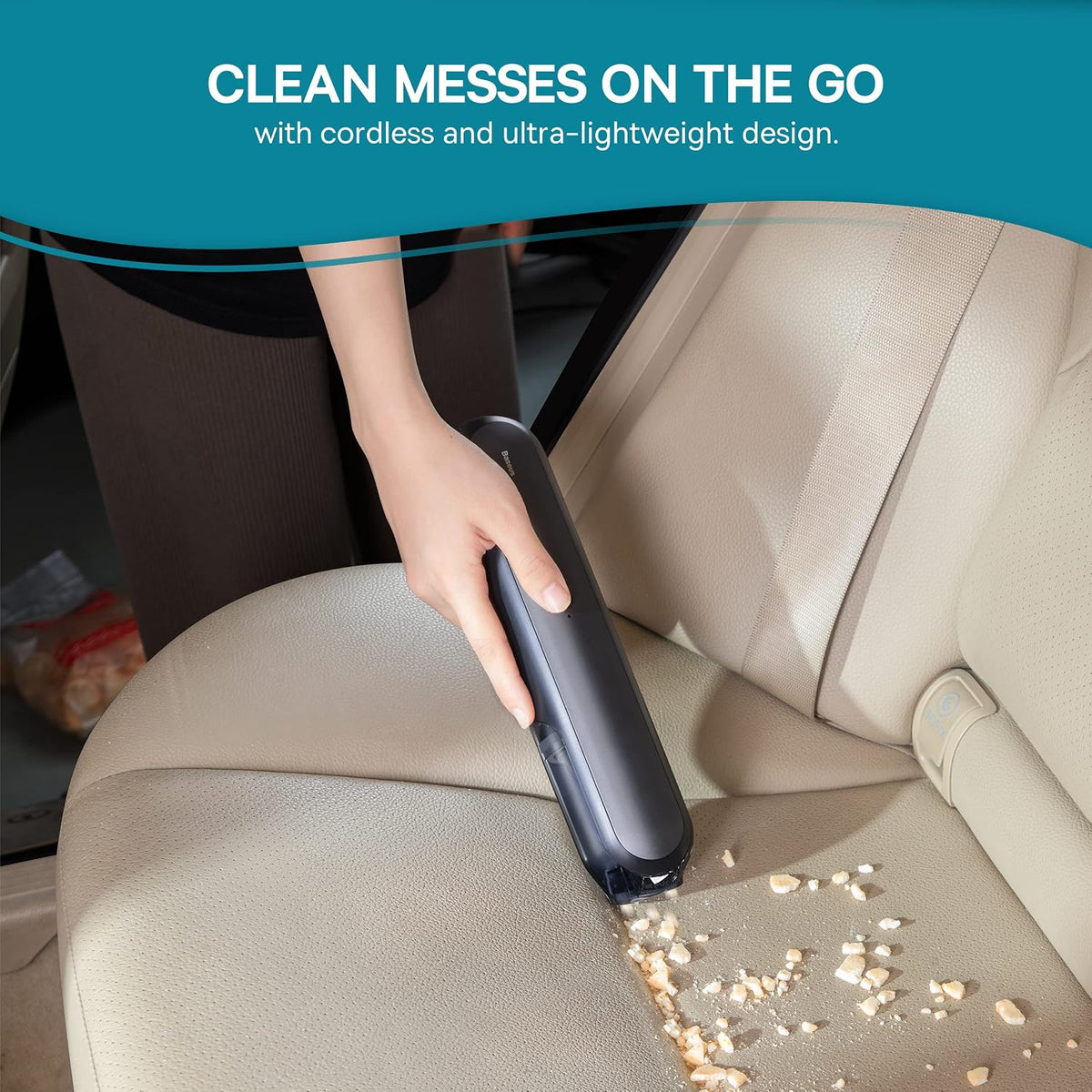 Baseus Car Vacuum Cleaner, Handheld Vacuum Cordless Portable Small Mini Rechargeable Hand Vacuum Cleaner for Car, Home - A1 — Grey