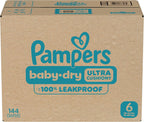 Pampers Diapers Size 6, 144 Count - Baby Dry Disposable Baby Diapers, ONE MONTH SUPPLY