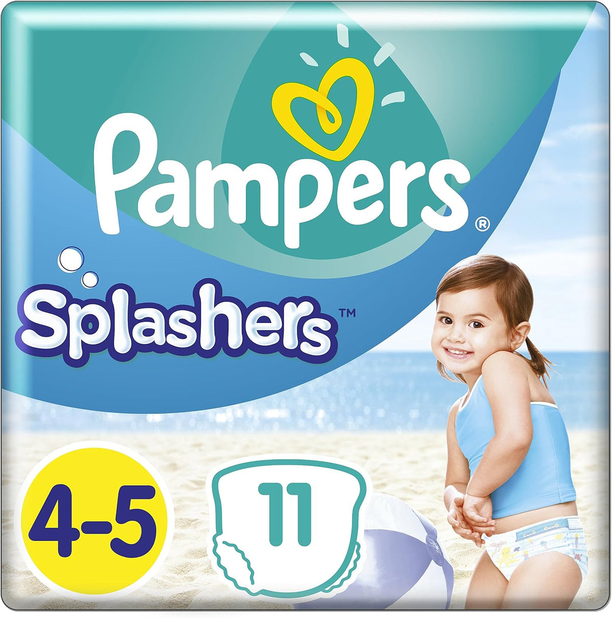 Pampers Splashers Size 4-5, 11 Disposable Swim Nappies, 9-15 Kg, for Secure Protection in The Water