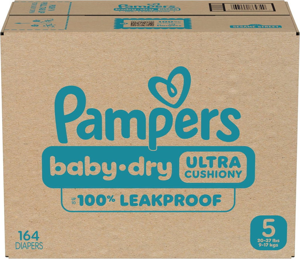 Pampers Diapers Size 5, 164 Count - Baby Dry Disposable Baby Diapers, ONE MONTH SUPPLY