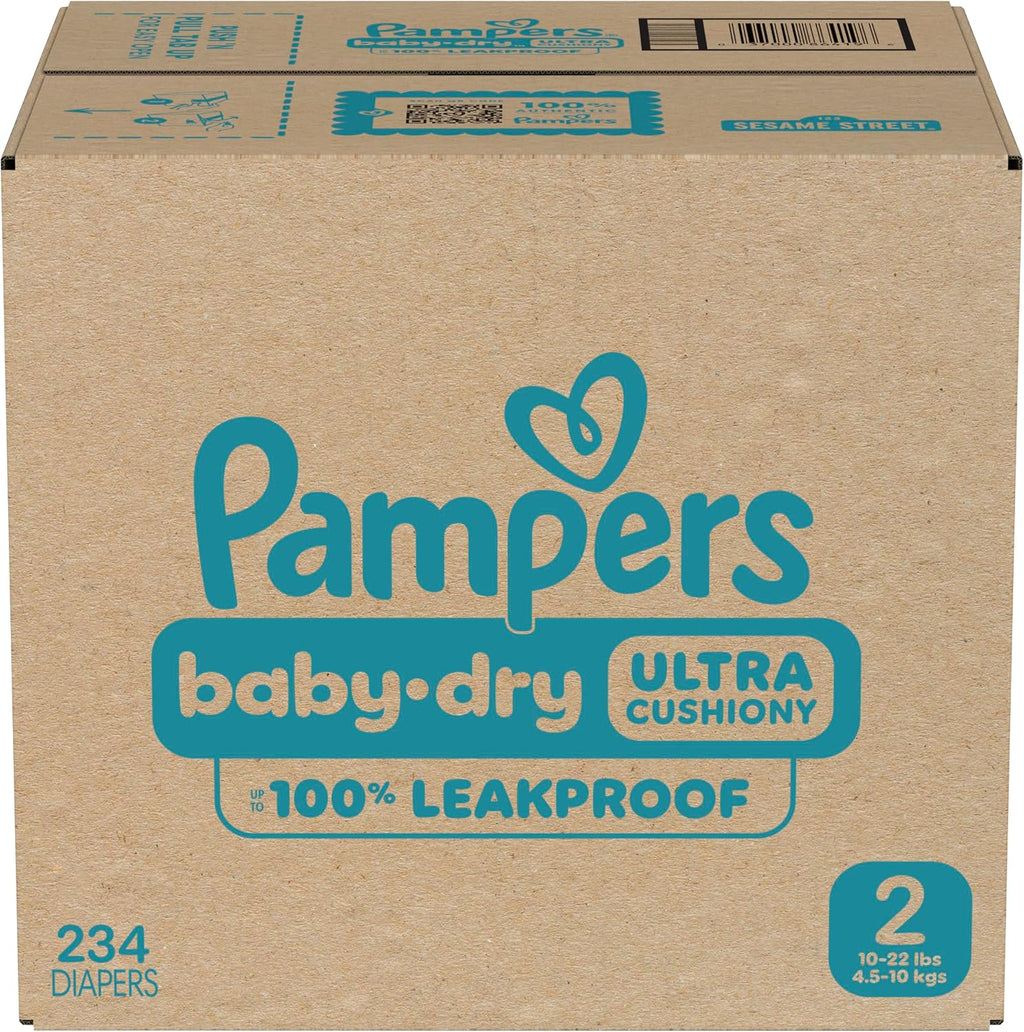 Pampers Baby Dry Diapers - Size 2, One Month Supply (234 Count), Absorbent Disposable Diapers