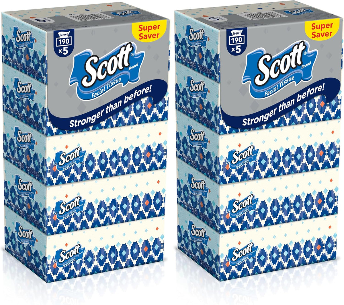 Scott Facial Tissue, 2 PLY, Super Saver, 190 Sheets x 10 Tissue Boxes — additional view 2
