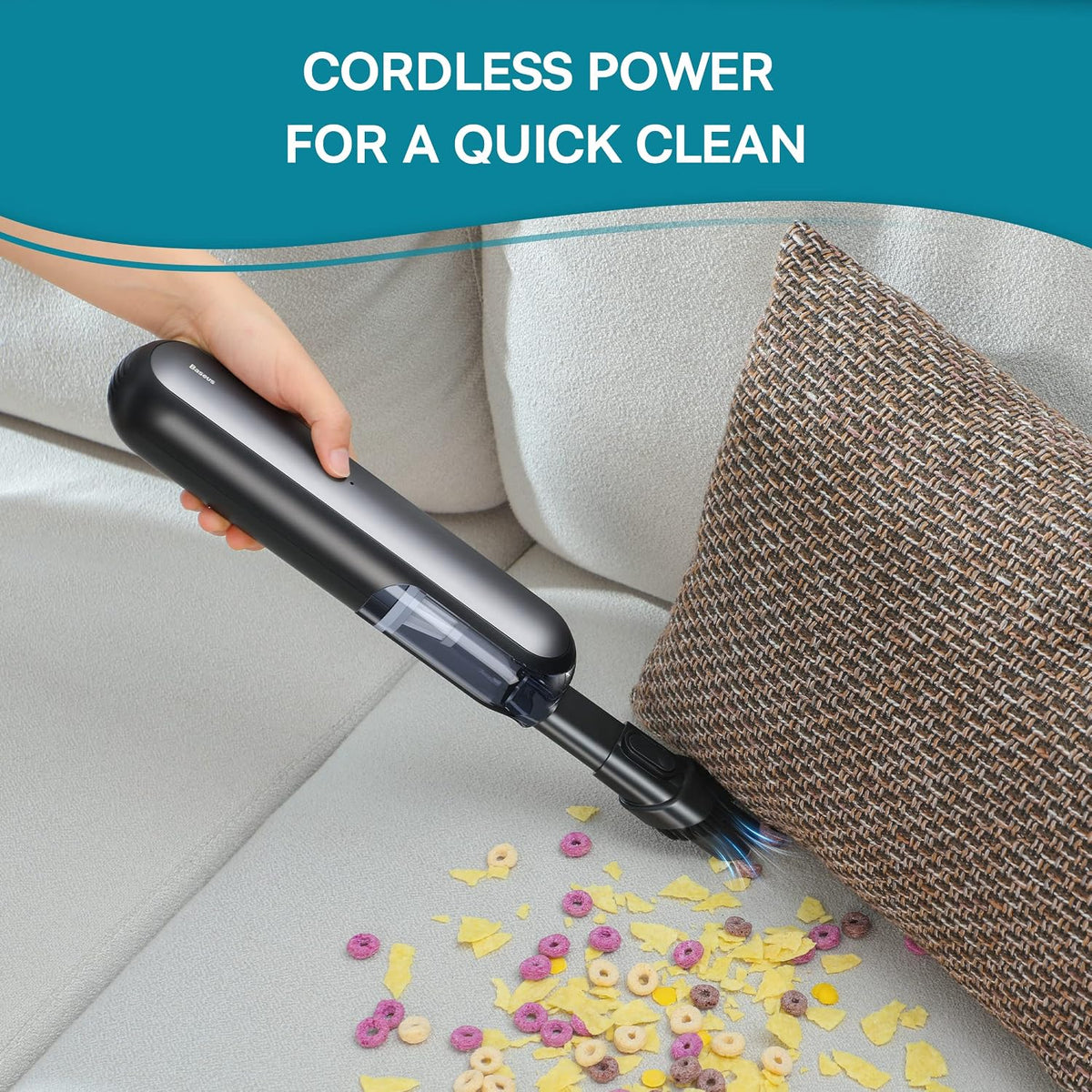 Baseus Car Vacuum Cleaner, Handheld Vacuum Cordless Portable Small Mini Rechargeable Hand Vacuum Cleaner for Car, Home - A1 — Grey