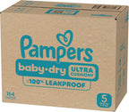 Pampers Diapers Size 5, 164 Count - Baby Dry Disposable Baby Diapers, ONE MONTH SUPPLY