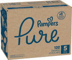 Pampers Diapers Size 5, 132 Count - Pure Protection Disposable Baby Diapers, Hypoallergenic and Unscented Protection (Packaging & Prints May Vary)