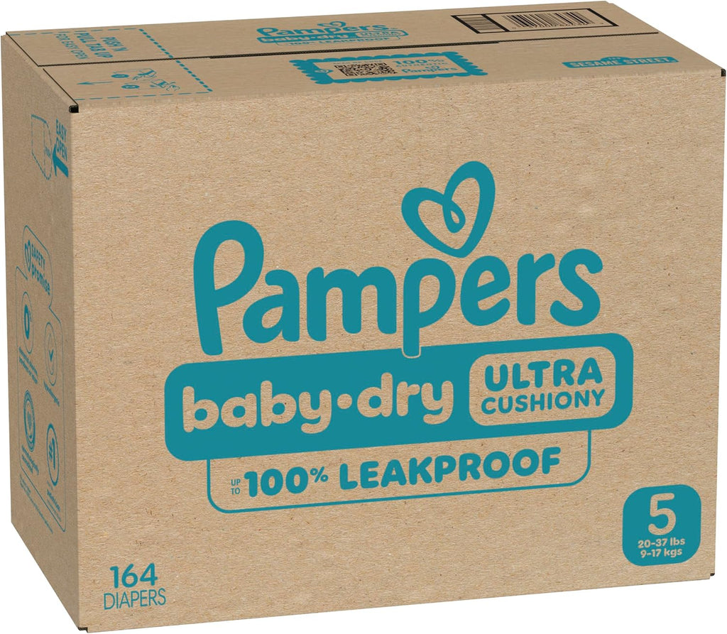 Pampers Diapers Size 5, 164 Count - Baby Dry Disposable Baby Diapers, ONE MONTH SUPPLY