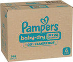 Pampers Diapers Size 6, 144 Count - Baby Dry Disposable Baby Diapers, ONE MONTH SUPPLY