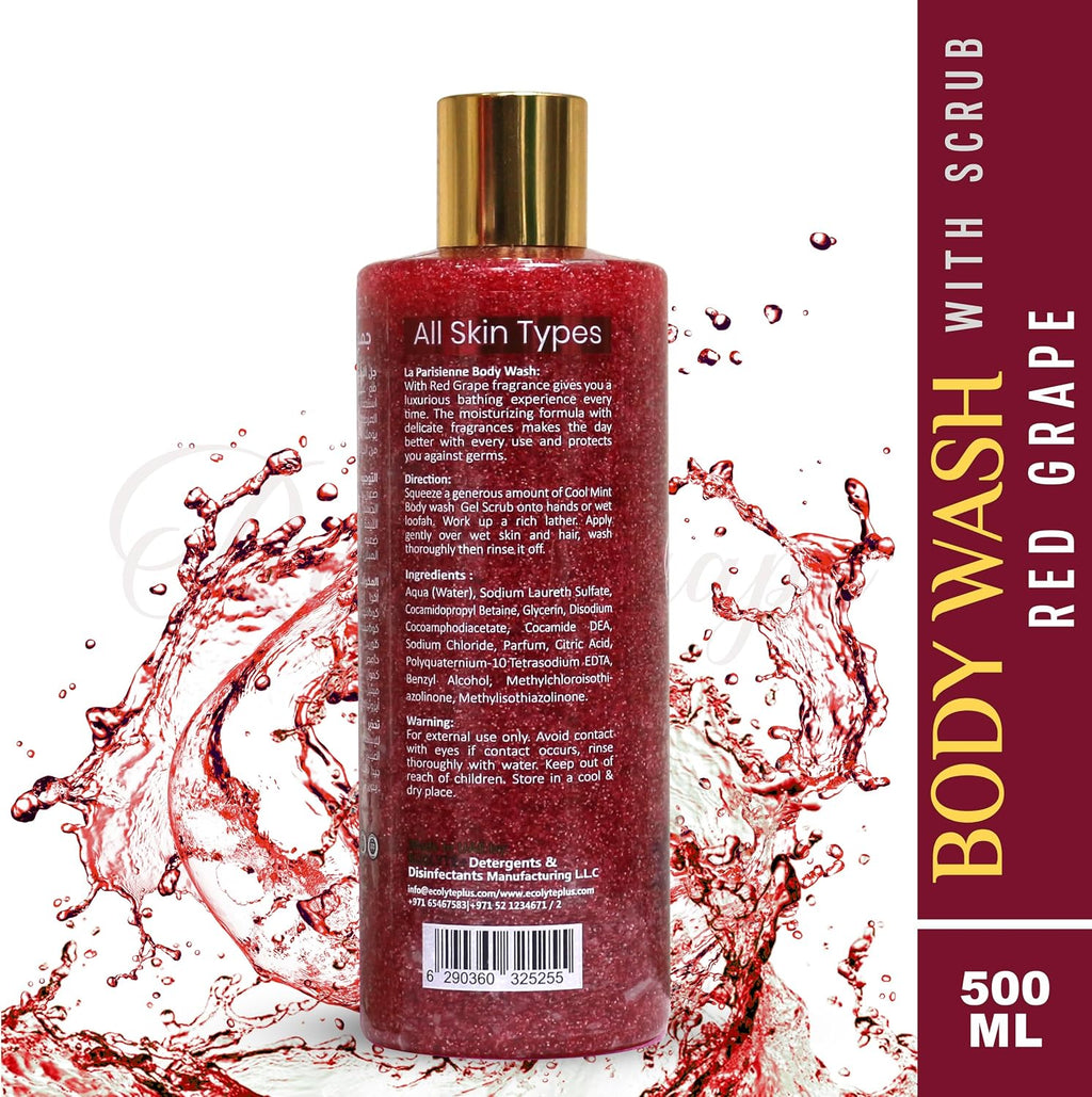 ECOLYTE+ Body Wash Scrub La Parisienne Premium (Red Grape, 500 ml) — additional view 2
