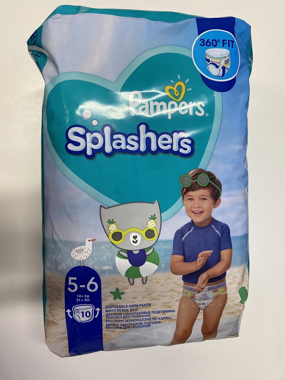 Pampers Splashers, Size 5-6, 10 Disposable Swim Diapers, 14 kg+, The Comfort of a Swimsuit and Optimum Protection in the Water, Limited Edition Baby Shark