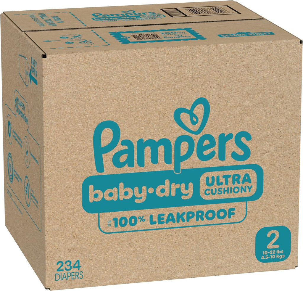 Pampers Baby Dry Diapers - Size 2, One Month Supply (234 Count), Absorbent Disposable Diapers