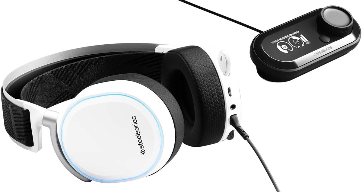 SteelSeries Arctis Pro + GameDAC White Wired Gaming Headset for PC & PlayStation - Illuminated Ear Cups - Certified Hi-Res Audio - Dedicated Digital Audio Controller & Amp — product image 2