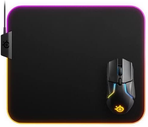 Steelseries Qck Prism Cloth Gaming MoUSe Pad - 2-Zone Rgb Illumination - Real-Time Event Lighting - Optimized For Gaming Sensors - Size M (320X270Mm), Black + Rgb — product image 3