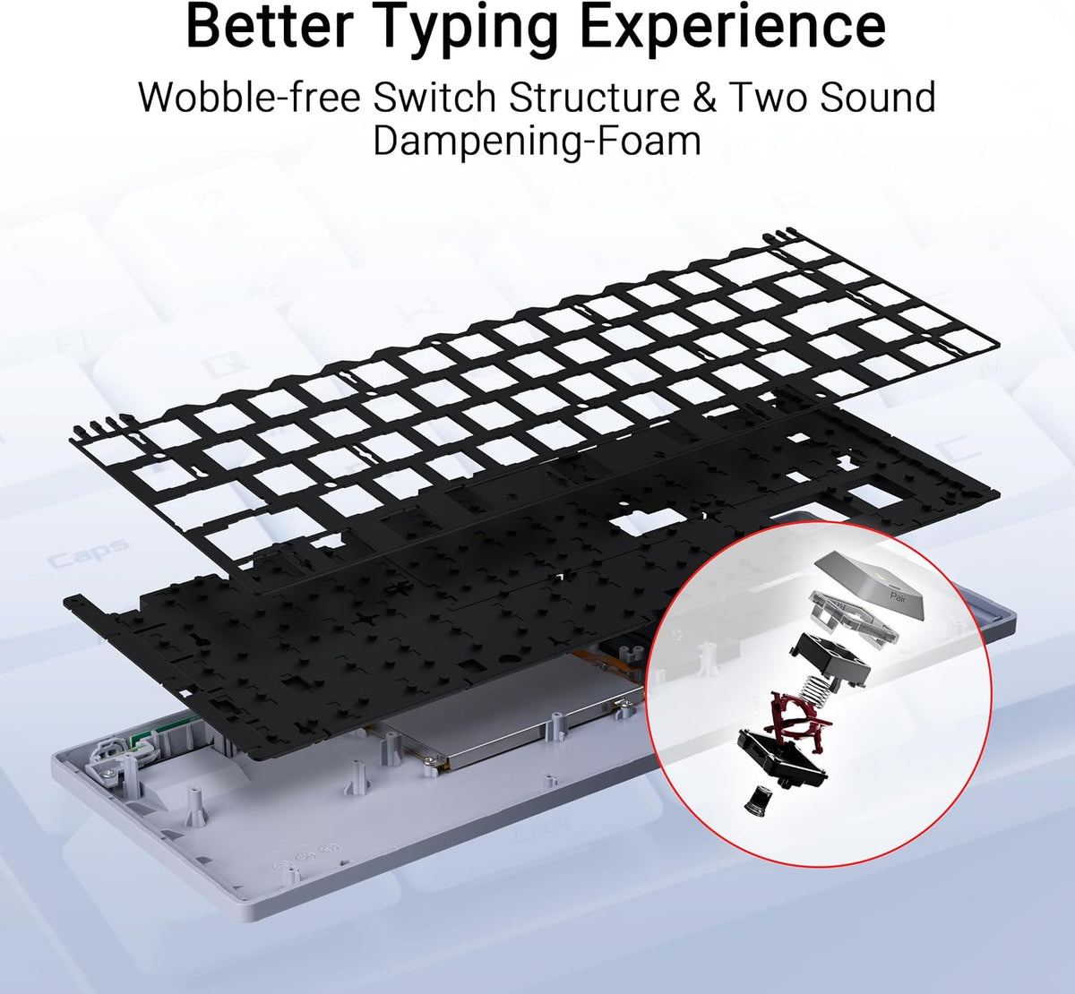 ASUS ROG Falchion RX Low Profile 65% Compact Wireless Gaming Keyboard, Pre-lubed ROG RX Red Low-Profile Optical Switches, Integrated Silicone Dampening Foam, ABS Keycaps, Arabic Layout, White — product image 4