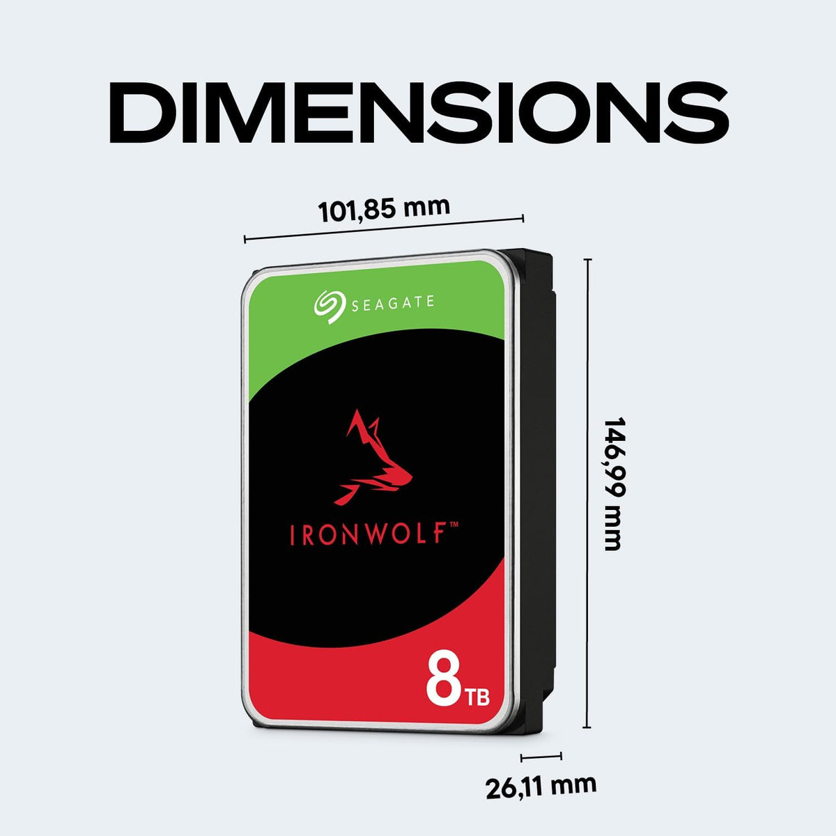 Seagate IronWolf, 8TB, NAS, Internal Hard Drive, CMR, 3.5 Inch, SATA, 6GB/s, 5,400 RPM, 256MB Cache, for RAID Network Attached Storage, FFP (ST8000VN004) — product image 2
