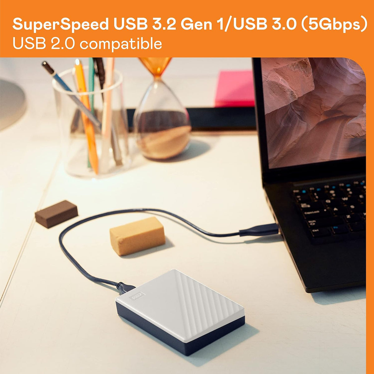 Western Digital 4TB My Passport Portable External Hard Drive with password protection and auto backup software, White - BPKJ0040BWT-WESN — product image 5