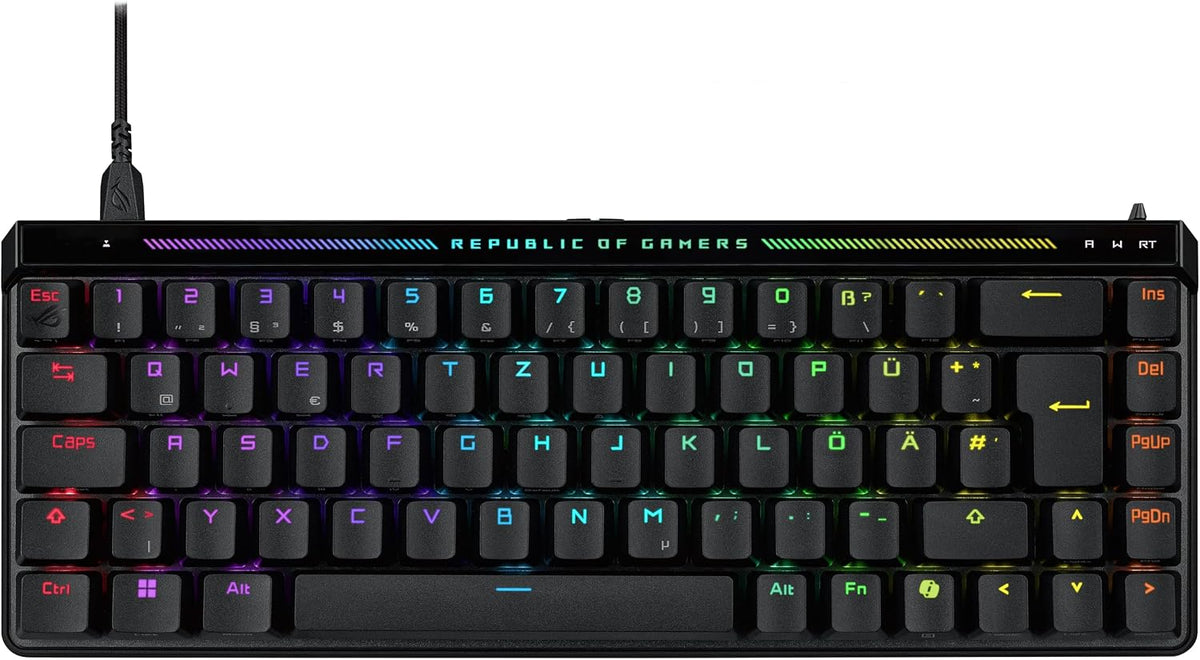 ASUS ROG Falchion Ace HFX Analogue Gaming Keyboard (DE QWERTZ Layout, 65% Form Factor, ROG HFX Magnetic Switches, Rapid Trigger Toggle Speed, Speed Tap Mode, Touch Panel, 8000 Hz, 2 x Type-C Ports) — product image 1
