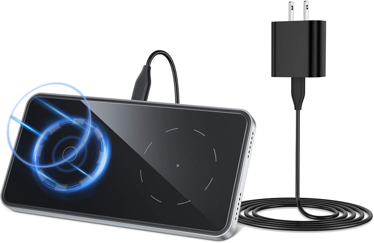 B08HNBKYMG | ESR 2 in 1 Wireless Charger [Detachable Smartwatch Charging Stand] [15W Qi Fast Charger] Dual Wireless Charging Station Compatible with iPhone 12/11/XS/8, black | Default Title | Image 1