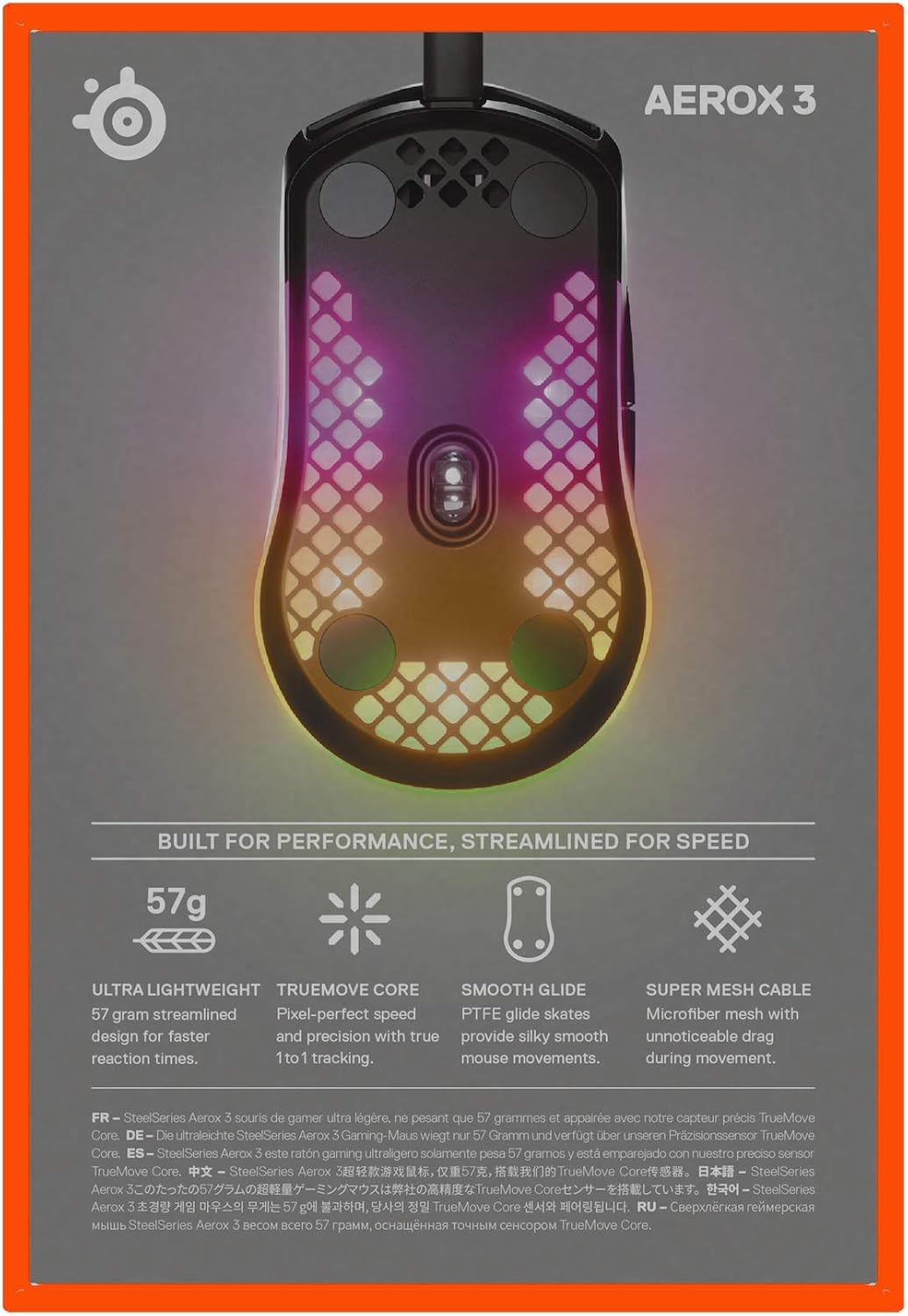 Steelseries Aerox 3 Super Light Gaming MoUSe, 8,500 Cpi Truemove Core Optical Sensor, Black — product image 11
