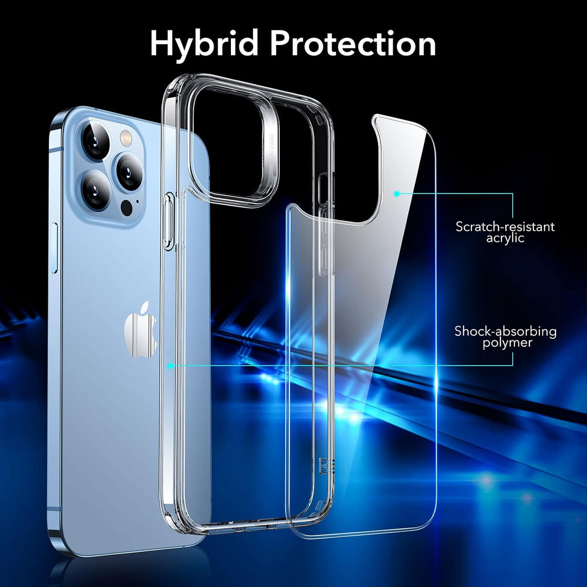 B099KCGCMV | ESR Hybrid Case Compatible with iPhone 13 Pro Max [Anti-Yellow], Scratch-Resistant Back, Grippy Shockproof Frames, Clear | Default Title | Image 3