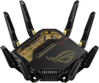 ASUS GT-BE98 20th Anniversary Edition Quad-Band WiFi 7 AiMesh Extendable Gaming Router (25Gbps, 320MHz, 4K-QAM, Dual 10G Ports, Quad 2.5G Ports, AiProtection, VPNs, 4G LTE/5G Mobile - Blackand Golden — product image 1